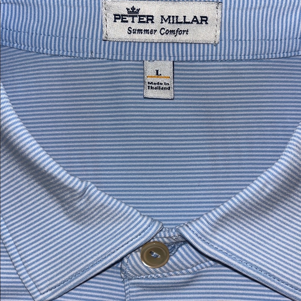 New Peter Millar Summer Comfort Crown Sport Carolina Blue Golf Polo Shirt L NWT - Picture 3 of 5